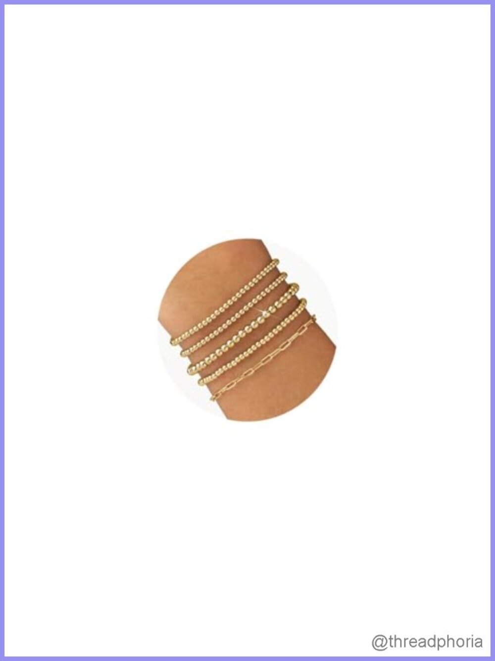 14K Gold Plated Beaded Bracelet Set Stackable Stretch Bracelets for Women